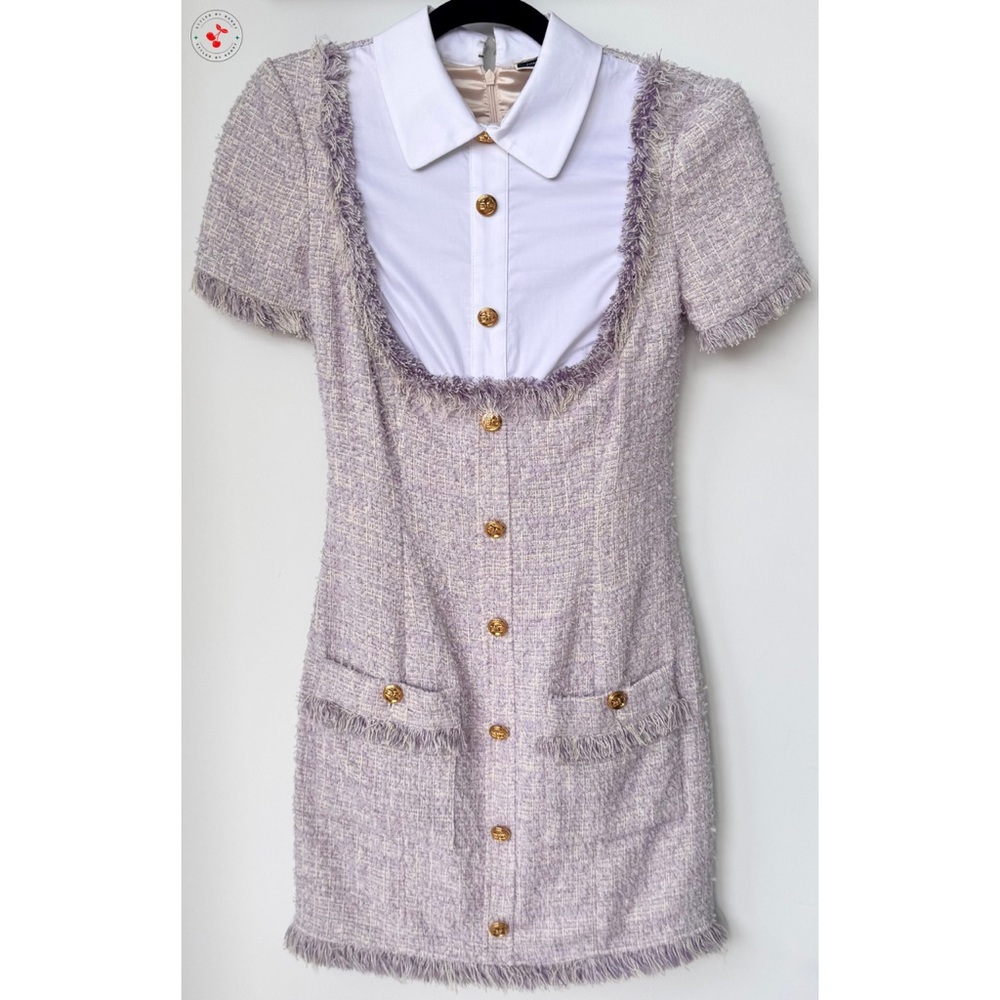 Elisabetta Franchi Tweed Mini Dress in Lilac
